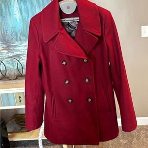 Calvin Klein Wool Women's Red Pea Coat